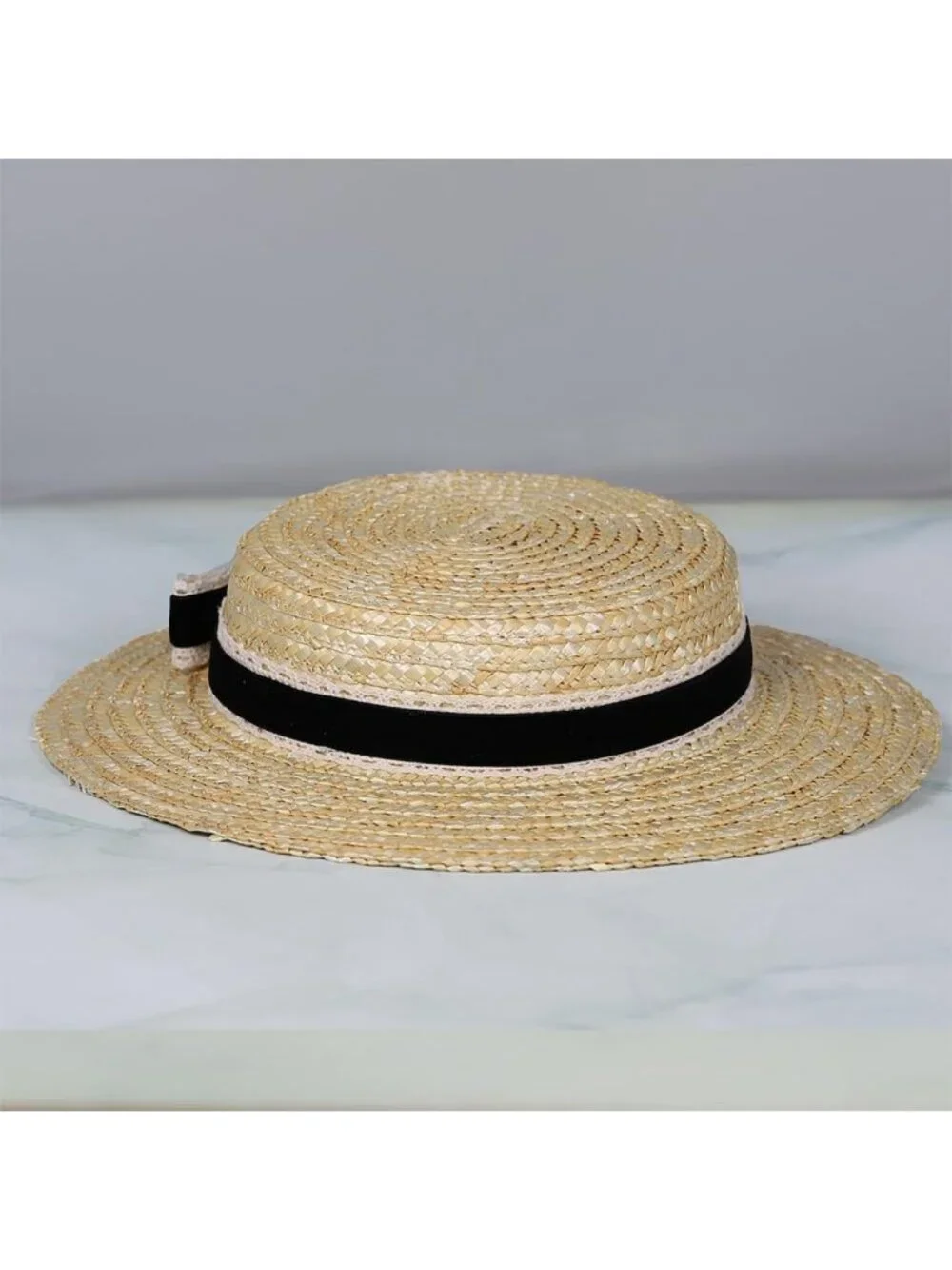 Stylish Women’s Bowknot Straw Hat - Summer Fedora, Beach Sun Hat, Boater